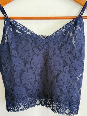 Lace Bralette Camisole Anthropologie Small Blue Floral Sheer Boho Layering Top